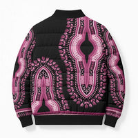 Breast Cancer Awareness Pink Ribbon Bomber Puffer Jacket Dashiki Style - Wonder Print Shop