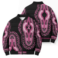 Breast Cancer Awareness Pink Ribbon Bomber Puffer Jacket Dashiki Style - Wonder Print Shop