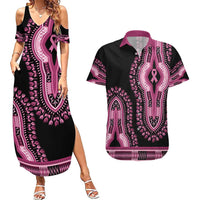 Breast Cancer Awareness Pink Ribbon Couples Matching Summer Maxi Dress and Hawaiian Shirt Dashiki Style - Wonder Print Shop