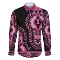 Breast Cancer Awareness Pink Ribbon Family Matching Long Sleeve Bodycon Dress and Hawaiian Shirt Dashiki Style - Wonder Print Shop