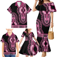 Breast Cancer Awareness Pink Ribbon Family Matching Mermaid Dress and Hawaiian Shirt Dashiki Style - Wonder Print Shop