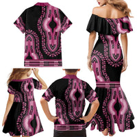Breast Cancer Awareness Pink Ribbon Family Matching Mermaid Dress and Hawaiian Shirt Dashiki Style - Wonder Print Shop