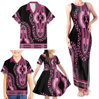 Breast Cancer Awareness Pink Ribbon Family Matching Tank Maxi Dress and Hawaiian Shirt Dashiki Style - Wonder Print Shop