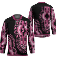 Breast Cancer Awareness Pink Ribbon Hockey Jersey Dashiki Style - Wonder Print Shop