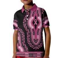 Breast Cancer Awareness Pink Ribbon Kid Polo Shirt Dashiki Style - Wonder Print Shop