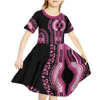 Breast Cancer Awareness Pink Ribbon Kid Short Sleeve Dress Dashiki Style - Wonder Print Shop