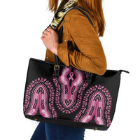 Breast Cancer Awareness Pink Ribbon Leather Tote Bag Dashiki Style - Wonder Print Shop