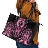 Breast Cancer Awareness Pink Ribbon Leather Tote Bag Dashiki Style - Wonder Print Shop