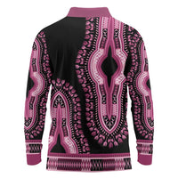 Breast Cancer Awareness Pink Ribbon Long Sleeve Polo Shirt Dashiki Style - Wonder Print Shop