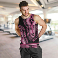 Breast Cancer Awareness Pink Ribbon Men Tank Top Dashiki Style - Wonder Print Shop