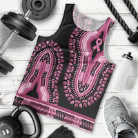 Breast Cancer Awareness Pink Ribbon Men Tank Top Dashiki Style - Wonder Print Shop