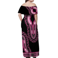 Breast Cancer Awareness Pink Ribbon Off Shoulder Maxi Dress Dashiki Style - Wonder Print Shop