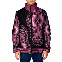 Breast Cancer Awareness Pink Ribbon Padded Jacket Dashiki Style - Wonder Print Shop