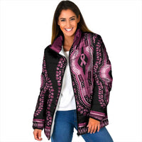 Breast Cancer Awareness Pink Ribbon Padded Jacket Dashiki Style - Wonder Print Shop
