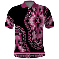Breast Cancer Awareness Pink Ribbon Polo Shirt Dashiki Style - Wonder Print Shop