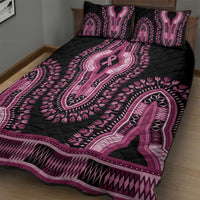 Breast Cancer Awareness Pink Ribbon Quilt Bed Set Dashiki Style - Wonder Print Shop