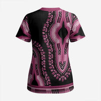 Breast Cancer Awareness Pink Ribbon Scrub Top Dashiki Style - Wonder Print Shop
