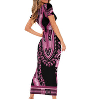 Breast Cancer Awareness Pink Ribbon Short Sleeve Bodycon Dress Dashiki Style - Wonder Print Shop