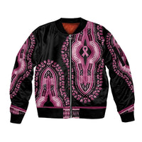 Breast Cancer Awareness Pink Ribbon Sleeve Zip Bomber Jacket Dashiki Style - Wonder Print Shop