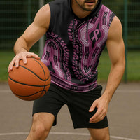 Breast Cancer Awareness Pink Ribbon Sleeveless Hoodie Dashiki Style - Wonder Print Shop