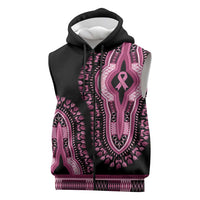 Breast Cancer Awareness Pink Ribbon Sleeveless Zip Hoodie Dashiki Style - Wonder Print Shop