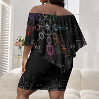 Afro Haiti Vodou Milokan Off Shoulder Short Dress