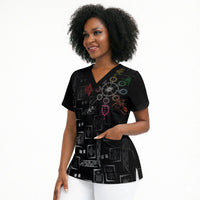 Afro Haiti Vodou Milokan Scrub Top