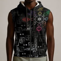 Afro Haiti Vodou Milokan Sleeveless Zip Hoodie