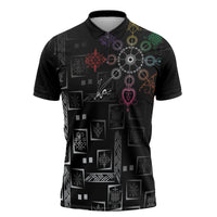 Afro Haiti Vodou Milokan Zipper Polo Shirt
