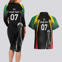 St Kitts Nevis Cricket Custom Couples Matching Long Sleeve Bodycon Dress and Hawaiian Shirt Go Patriots Go Champions - Wonder Print Shop