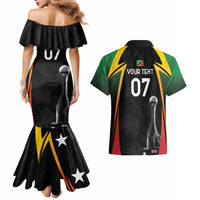St Kitts Nevis Cricket Custom Couples Matching Mermaid Dress and Hawaiian Shirt Go Patriots Go Champions - Wonder Print Shop