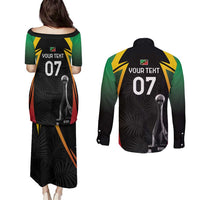 St Kitts Nevis Cricket Custom Couples Matching Puletasi and Long Sleeve Button Shirt Go Patriots Go Champions - Wonder Print Shop