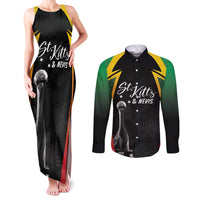 St Kitts Nevis Cricket Custom Couples Matching Tank Maxi Dress and Long Sleeve Button Shirt Go Patriots Go Champions - Wonder Print Shop
