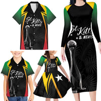 St Kitts Nevis Cricket Custom Family Matching Long Sleeve Bodycon Dress and Hawaiian Shirt Go Patriots Go Champions - Wonder Print Shop