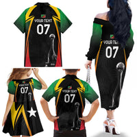 St Kitts Nevis Cricket Custom Family Matching Off The Shoulder Long Sleeve Dress and Hawaiian Shirt Go Patriots Go Champions - Wonder Print Shop