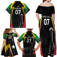 St Kitts Nevis Cricket Custom Family Matching Off Shoulder Maxi Dress and Hawaiian Shirt Go Patriots Go Champions - Wonder Print Shop
