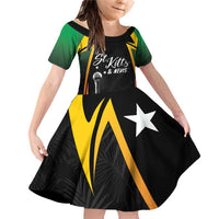 St Kitts Nevis Cricket Custom Family Matching Off Shoulder Short Dress and Hawaiian Shirt Go Patriots Go Champions - Wonder Print Shop
