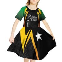 St Kitts Nevis Cricket Custom Kid Short Sleeve Dress Go Patriots Go Champions - Wonder Print Shop