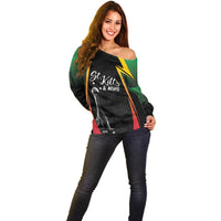 St Kitts Nevis Cricket Custom Off Shoulder Sweater Go Patriots Go Champions - Wonder Print Shop