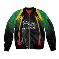 St Kitts Nevis Cricket Custom Sleeve Zip Bomber Jacket Go Patriots Go Champions - Wonder Print Shop
