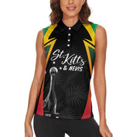 St Kitts Nevis Cricket Custom Women Sleeveless Polo Shirt Go Patriots Go Champions - Wonder Print Shop
