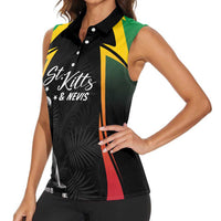 St Kitts Nevis Cricket Custom Women Sleeveless Polo Shirt Go Patriots Go Champions - Wonder Print Shop