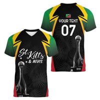 St Kitts Nevis Cricket Custom Women V-Neck T-Shirt Go Patriots Go Champions - Wonder Print Shop