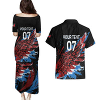 Antigua and Barbuda Cricket Custom Couples Matching Puletasi and Hawaiian Shirt Falcons Wings - Take Off - Wonder Print Shop