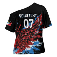 Antigua and Barbuda Cricket Custom Cross Shoulder Shirt Falcons Wings - Take Off - Wonder Print Shop