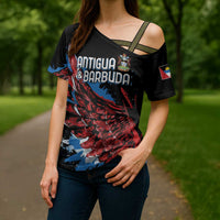 Antigua and Barbuda Cricket Custom Cross Shoulder Shirt Falcons Wings - Take Off - Wonder Print Shop
