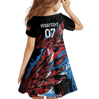 Antigua and Barbuda Cricket Custom Family Matching Off The Shoulder Long Sleeve Dress and Hawaiian Shirt Falcons Wings - Take Off - Wonder Print Shop