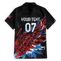 Antigua and Barbuda Cricket Custom Family Matching Off The Shoulder Long Sleeve Dress and Hawaiian Shirt Falcons Wings - Take Off - Wonder Print Shop
