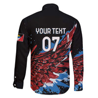 Antigua and Barbuda Cricket Custom Family Matching Off The Shoulder Long Sleeve Dress and Hawaiian Shirt Falcons Wings - Take Off - Wonder Print Shop