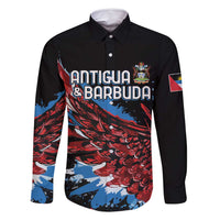 Antigua and Barbuda Cricket Custom Family Matching Off Shoulder Short Dress and Hawaiian Shirt Falcons Wings - Take Off - Wonder Print Shop